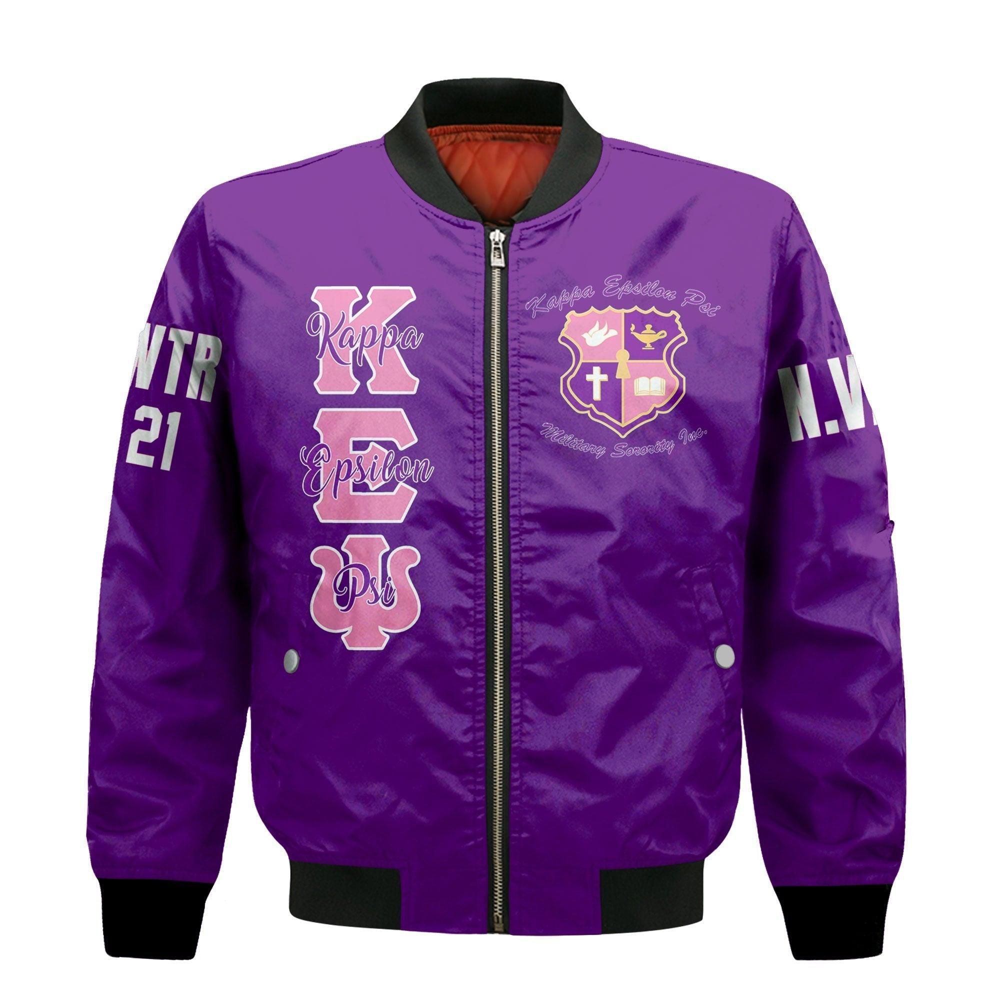 (Custom) Wonder Print Shop Jacket - Kappa Epsilon Psi Sleeve Zip Bomber Jacket RLT8