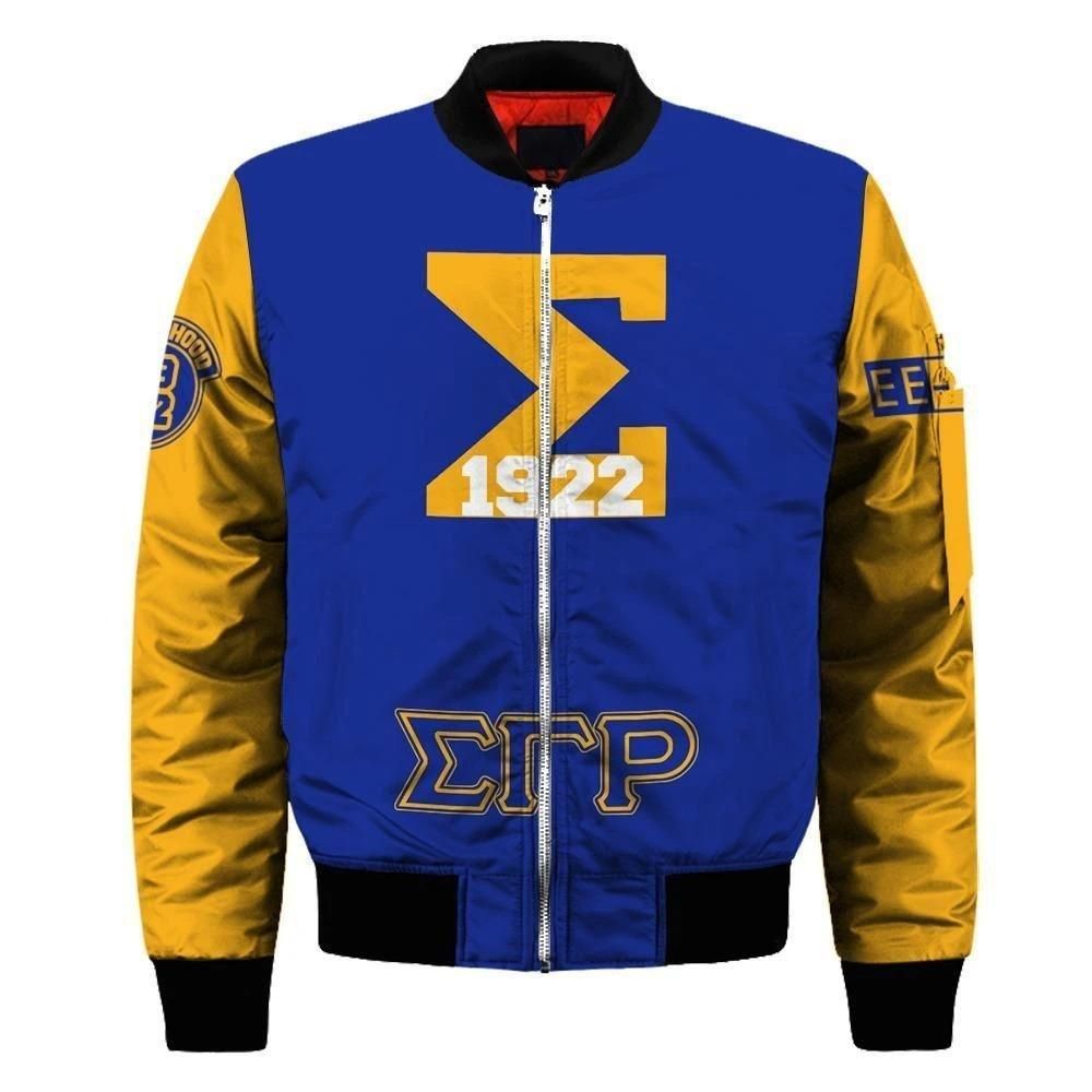 Sigma Gamma Rho Ee-yip Since 1922 Sleeve Zip Bomber Jacket