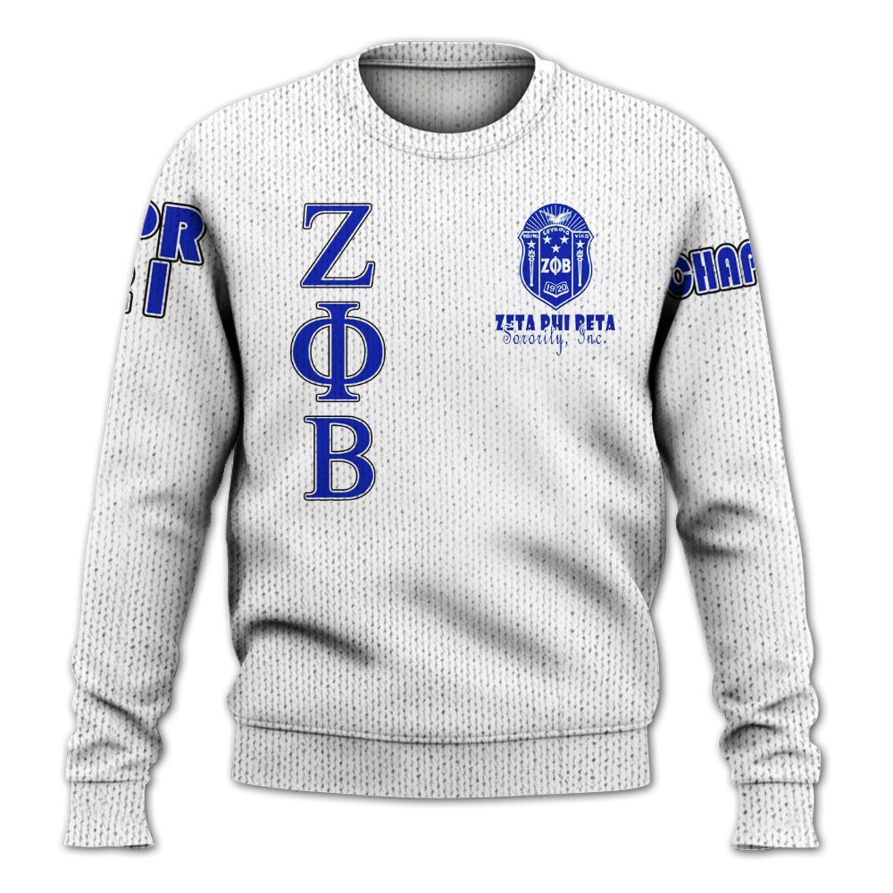 Ireishprint Zeta Phi Beta Custom Chapter Shirt, Personalized White Shirt Zeta Phi Beta 1920 Sorority Knitted Sweater