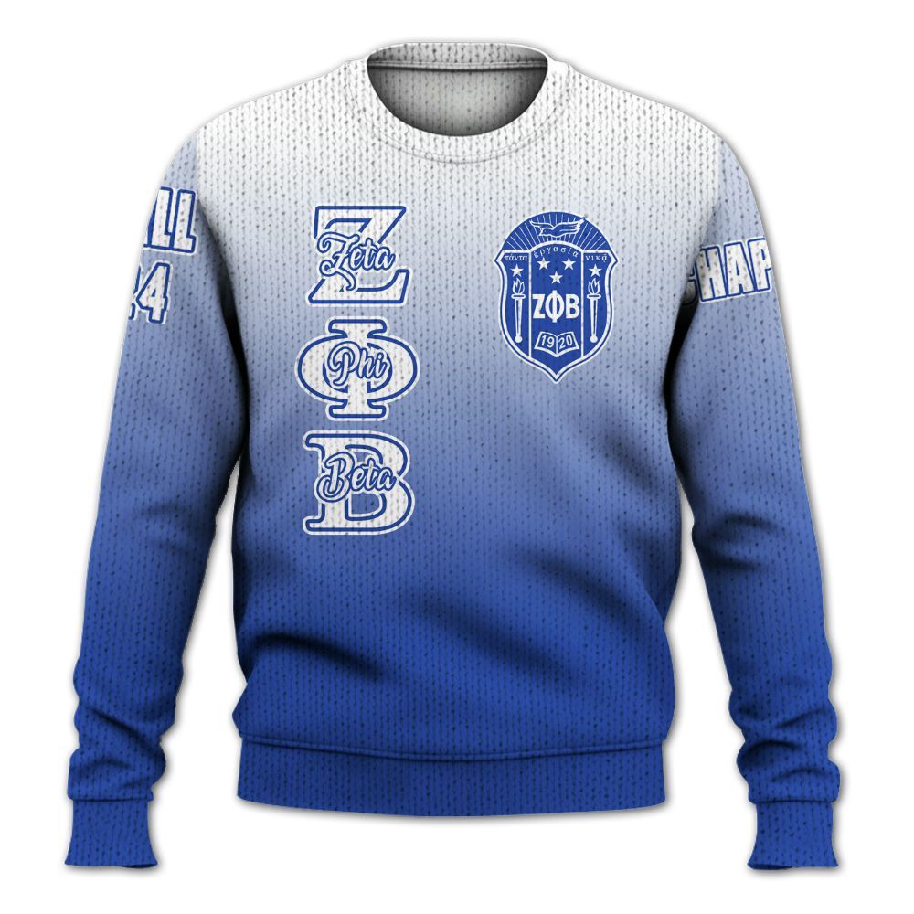 Ireishprint Zeta Phi Beta Custom Chapter Shirt, Personalized Faded Color Shirt Zeta Phi Beta Sorority Knitted Sweater