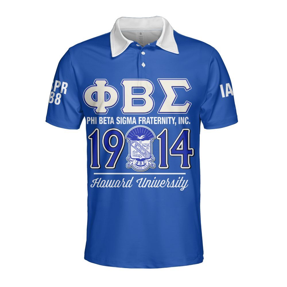Ireishprint ΦΒΣ Custom Probate Line Polo Shirt, Personalized Royal Blue Lettered Fraternity Polo Shirt