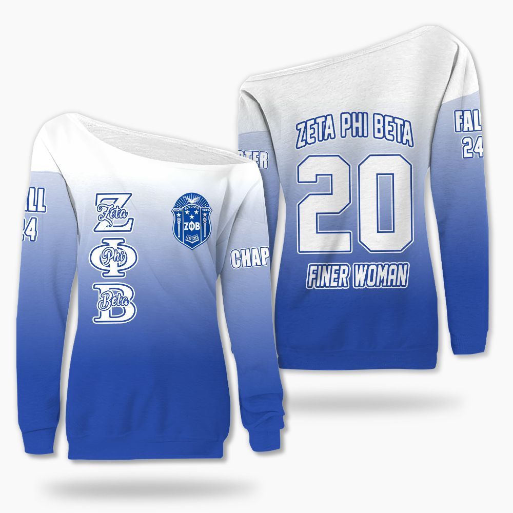 Ireishprint Zeta Phi Beta Custom Chapter Off Shoulder Sweatshirt, Personalized Faded Color Off Shoulder Sweatshirt Zeta Phi Beta Sorority Off Shoulder Sweatshirt