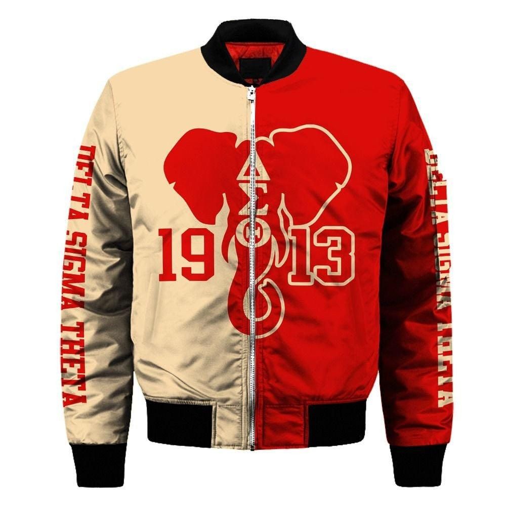 Delta Sigma Theta Soro Inc Elephant 1913 Sleeve Zip Bomber Jacket
