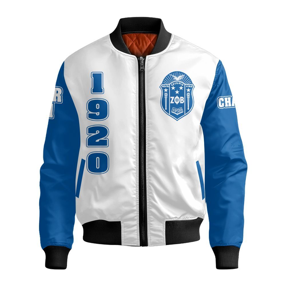 Ireishprint Zeta Phi Beta Custom Chapter Off Shoulder Sweatshirt, Personalized White Off Shoulder Sweatshirt Zeta Phi Beta Sorority Bomber Jacket