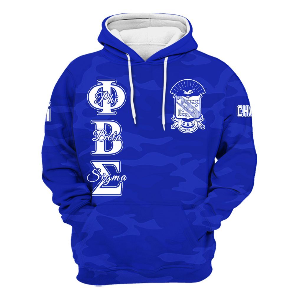 Ireishprint ΦΒΣ Custom Chapter Shirt, Personalized Camo Style Royal Blue Shirt 1914 Fraternity Hoodie