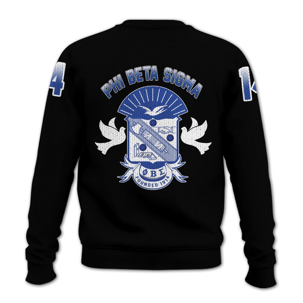 Ireishprint Phi Beta Sigma Shirt, Dove ΦΒΣ Black Duo Royal Blue Style 1914 Fraternity Knitted Sweater