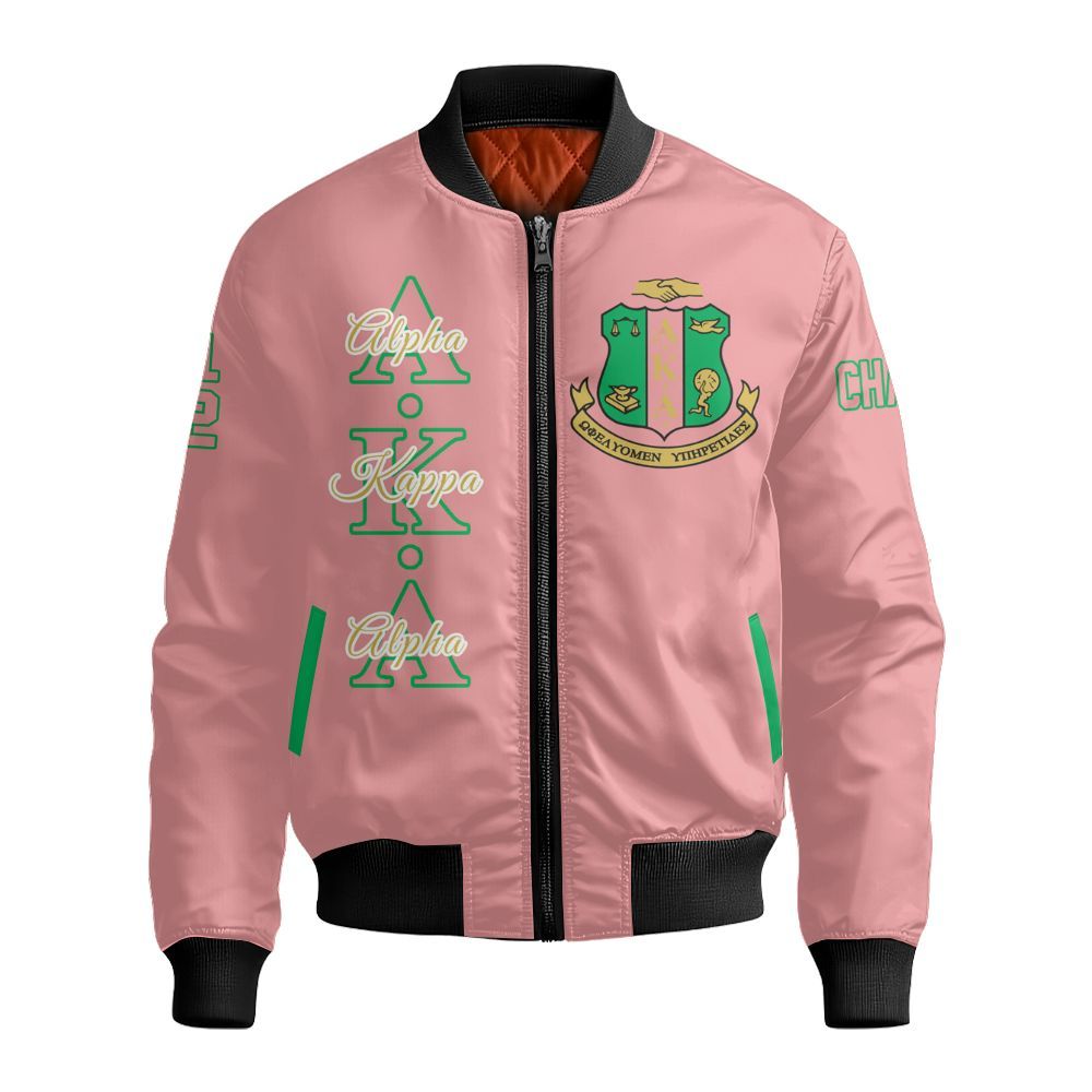 Ireishprint A.K.A Custom Chapter Shirt, Personalized Salmon Pink Shirt 1908 Sorority Bomber Jacket