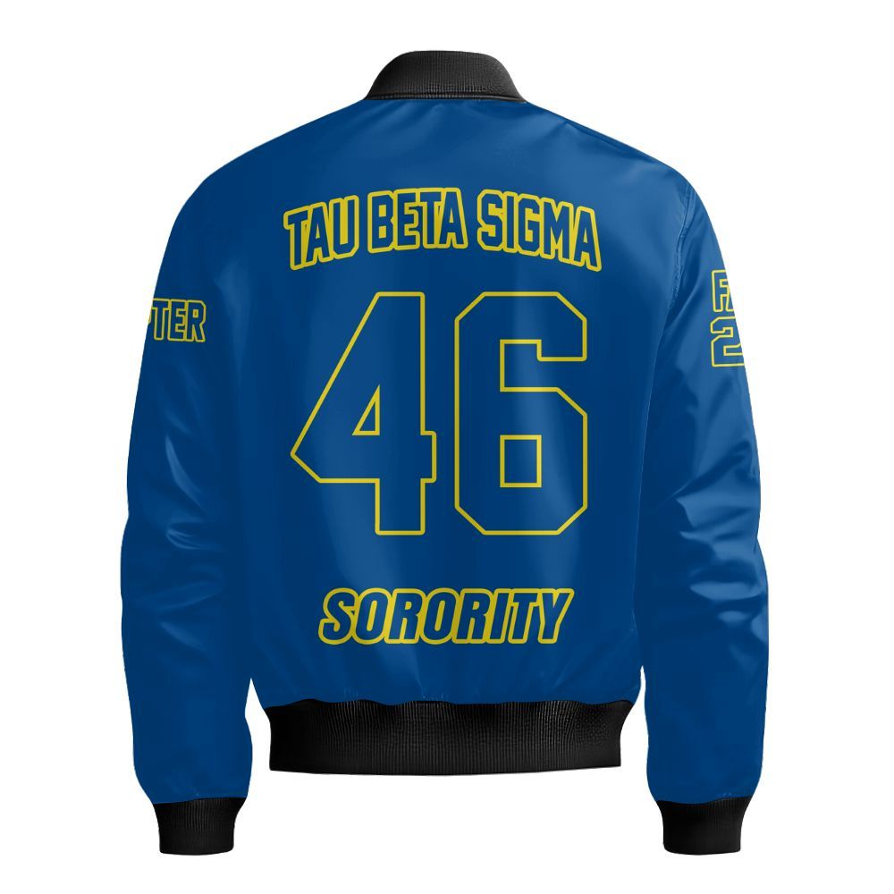 Ireishprint Tau Beta Sigma Custom Chapter Varsity Jacket, Personalized Blue Varsity Jacket Tau Beta Sigma Sorority Bomber Jacket
