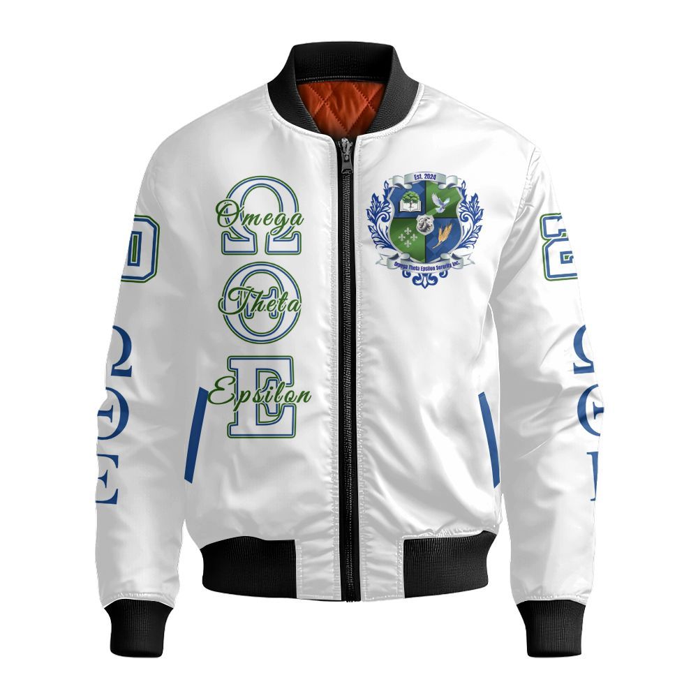 Ireishprint Omega Theta Epsilon Shirt, Lion Queen White Shirt Omega Theta Epsilon Sorority Bomber Jacket