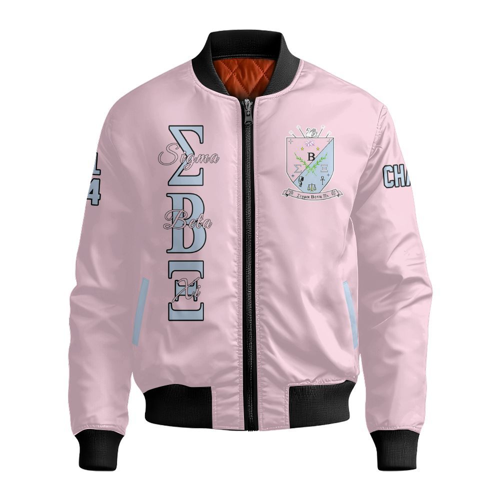 Ireishprint Sigma Beta Xi Custom Chapter Knitted Cardigan, Personalized Pink Knitted Cardigan Sigma Beta Xi Sorority Bomber Jacket