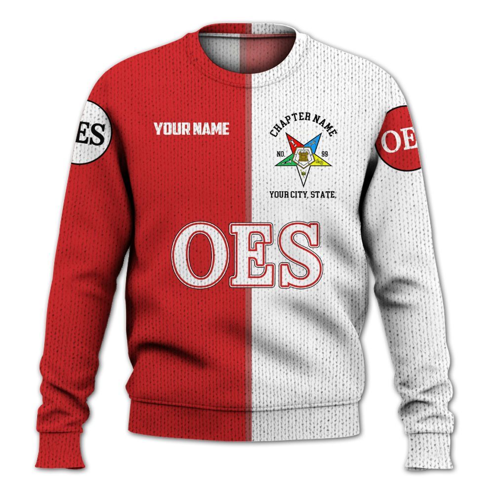 Ireishprint OES Custom Legacy Shirt, Red Circle Legacy Style Order Of The Eastern Star OES Shirt Sorority Knitted Sweater