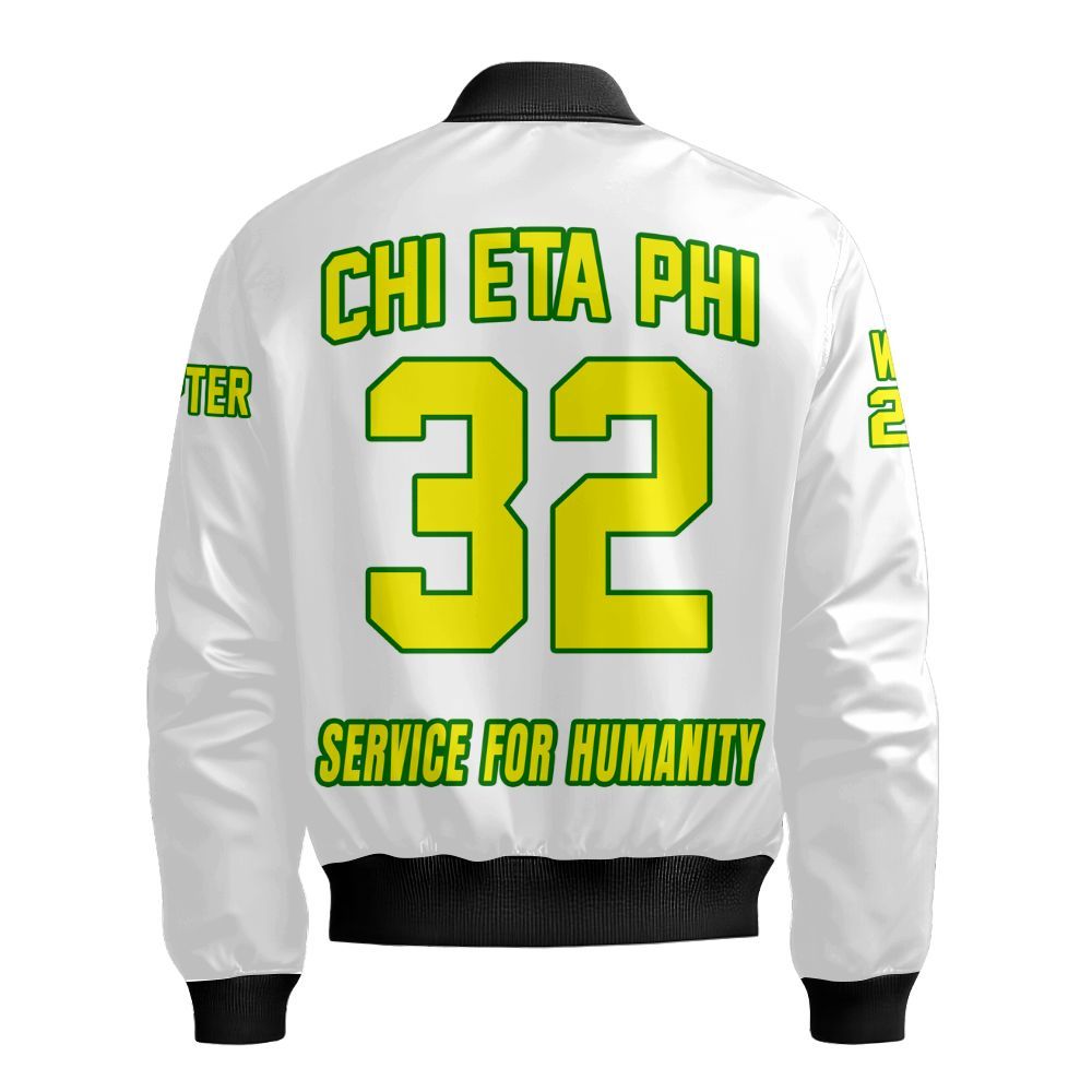 Ireishprint Chi Eta Phi Custom Chapter Shirt, Personalized White Lemon Yellow Shirt Chi Eta Phi Since 1932 Sorority Bomber Jacket