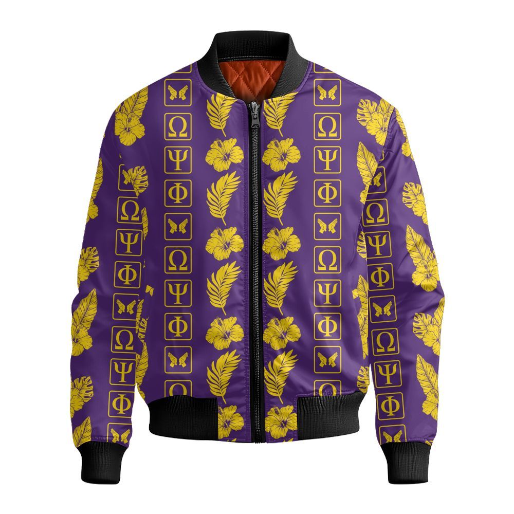 Ireishprint ΩΨΦ Hawaii Short, Tropical Hawaii Short ΩΨΦ Fraternity Bomber Jacket