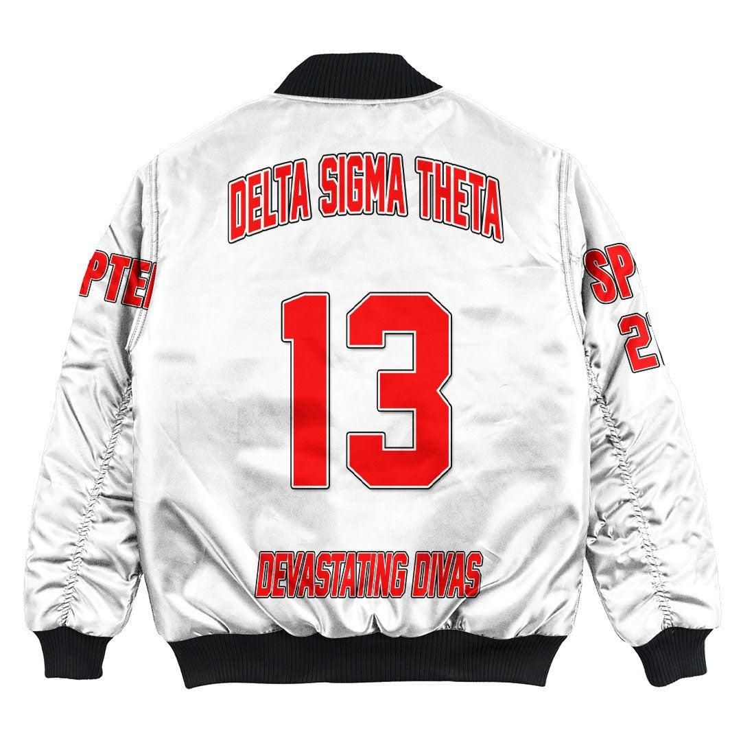Personalized Delta Sigma Theta White Bomber Jacket