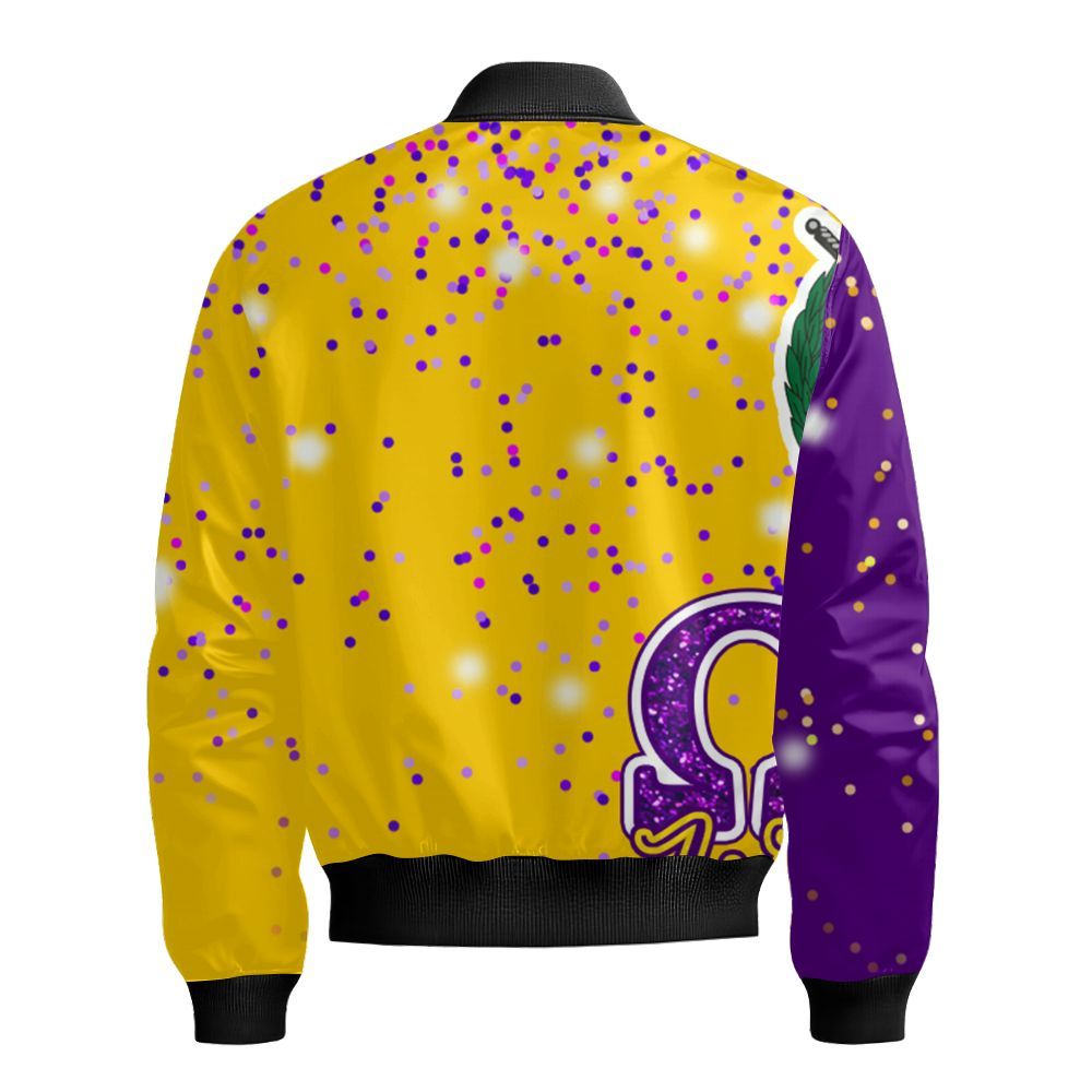 Ireishprint Custom Name ΩΨΦ Ceramic Ornament, Purple Duo Yellow Glitter 1911 Fraternity Christmas Ornament Bomber Jacket