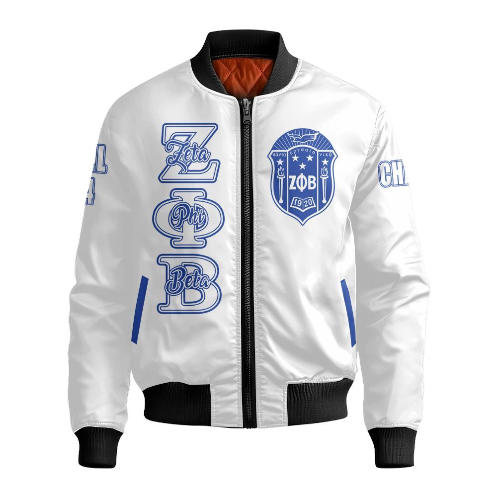 Ireishprint Zeta Phi Beta Custom Chapter Polo Shirt, Personalized White Polo Shirt Zeta Phi Beta Sorority Bomber Jacket
