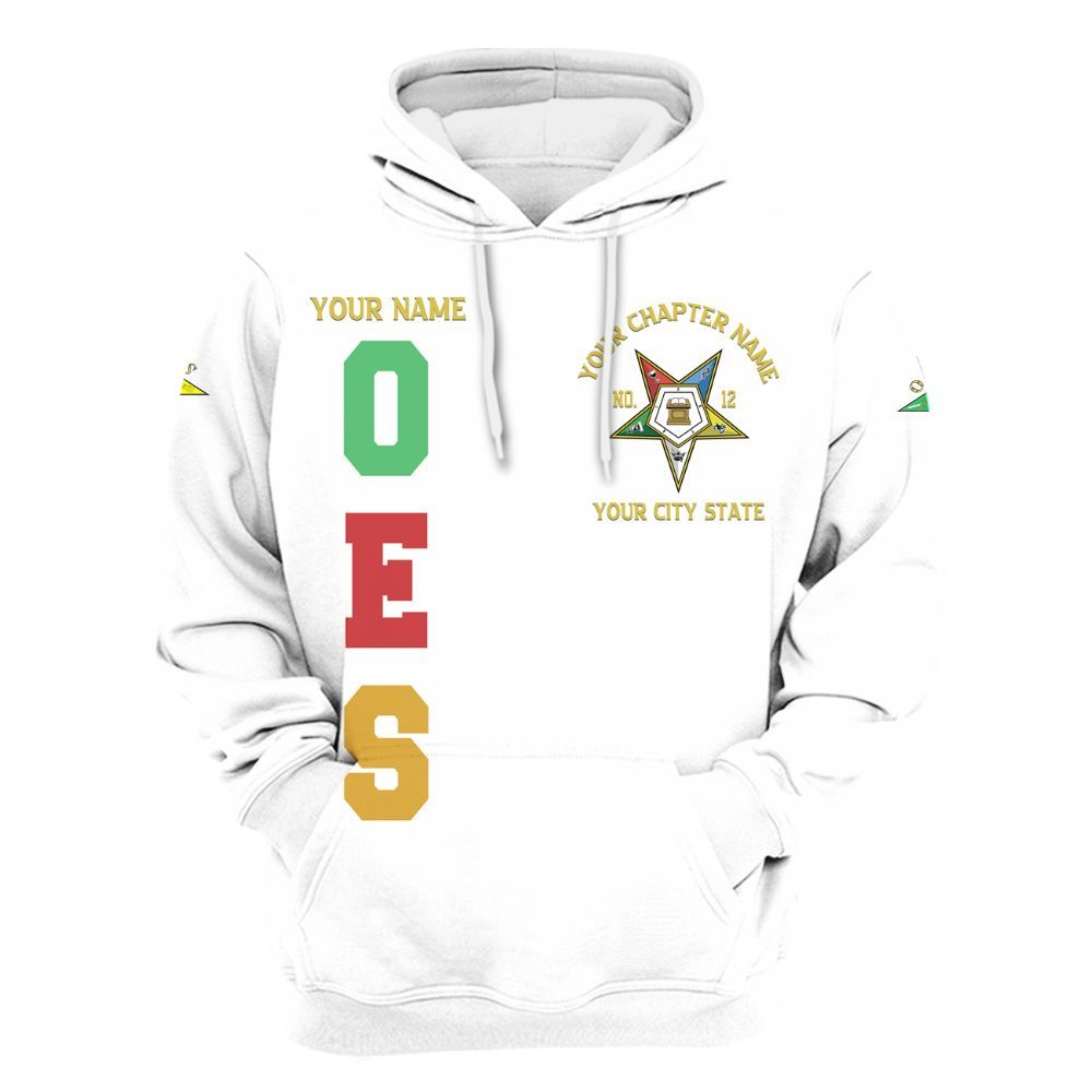 Ireishprint OES Custom Custom Legacy Shirt, Customize Color Block White Order Of The Eastern Star OES Hoodie
