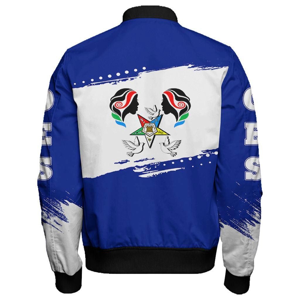 Order of the Eastern Star Blue University Sleeve Zip Bomber Jacket