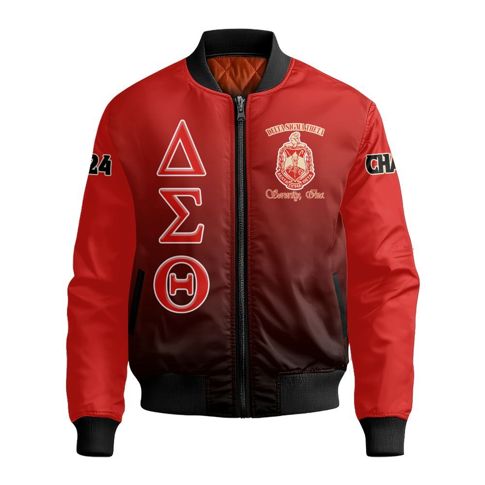 Ireishprint Delta Sigma Theta Polo Shirt, Founded 1913 Crimson Gradient Vioet Delta Sigma Theta Sorority Bomber Jacket