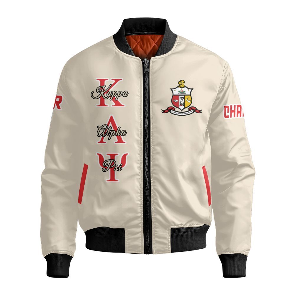 Ireishprint ΚΑΨ Custom Chapter Shirt, Personalized Cane Cream Shirt ΚΑΨ Fraternity Bomber Jacket