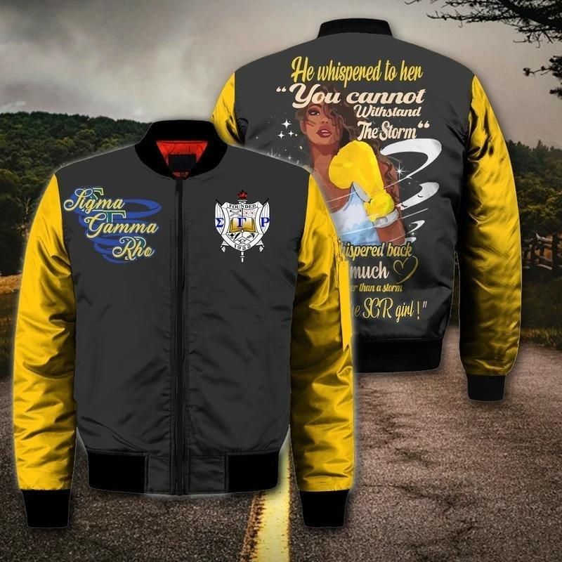 I Am Sigma Gamma Rho Girl Sleeve Zip Bomber Jacket
