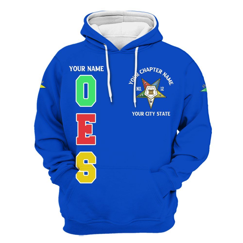 Ireishprint OES Custom Custom Legacy Shirt, Customize Color Block Blue Order Of The Eastern Star OES Hoodie