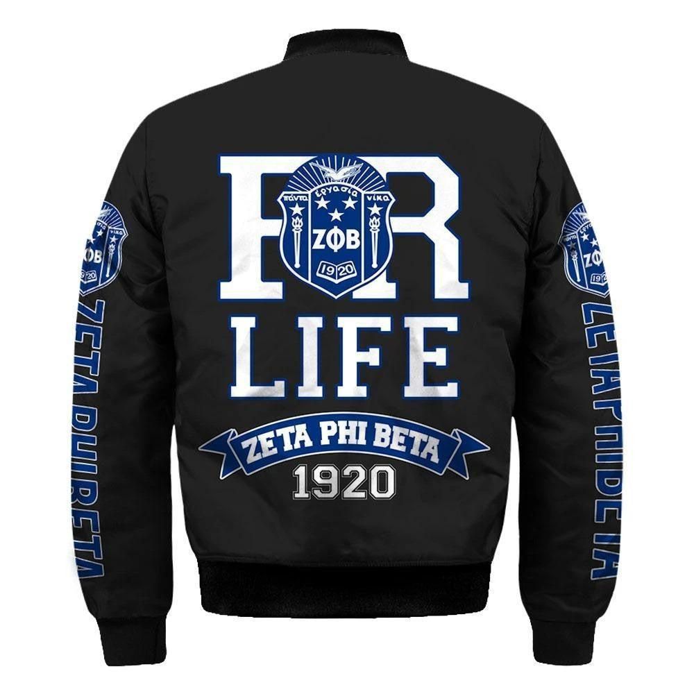 Lux Zeta Phi Beta For Life Sleeve Zip Bomber Jacket