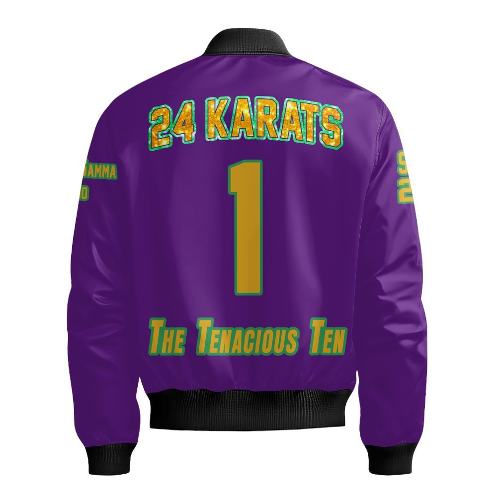 Ireishprint Nu Gamma Lambda Custom Line Crossing Jacket, Personalized Purple Nu Gamma Lambda Sorority Bomber Jacket