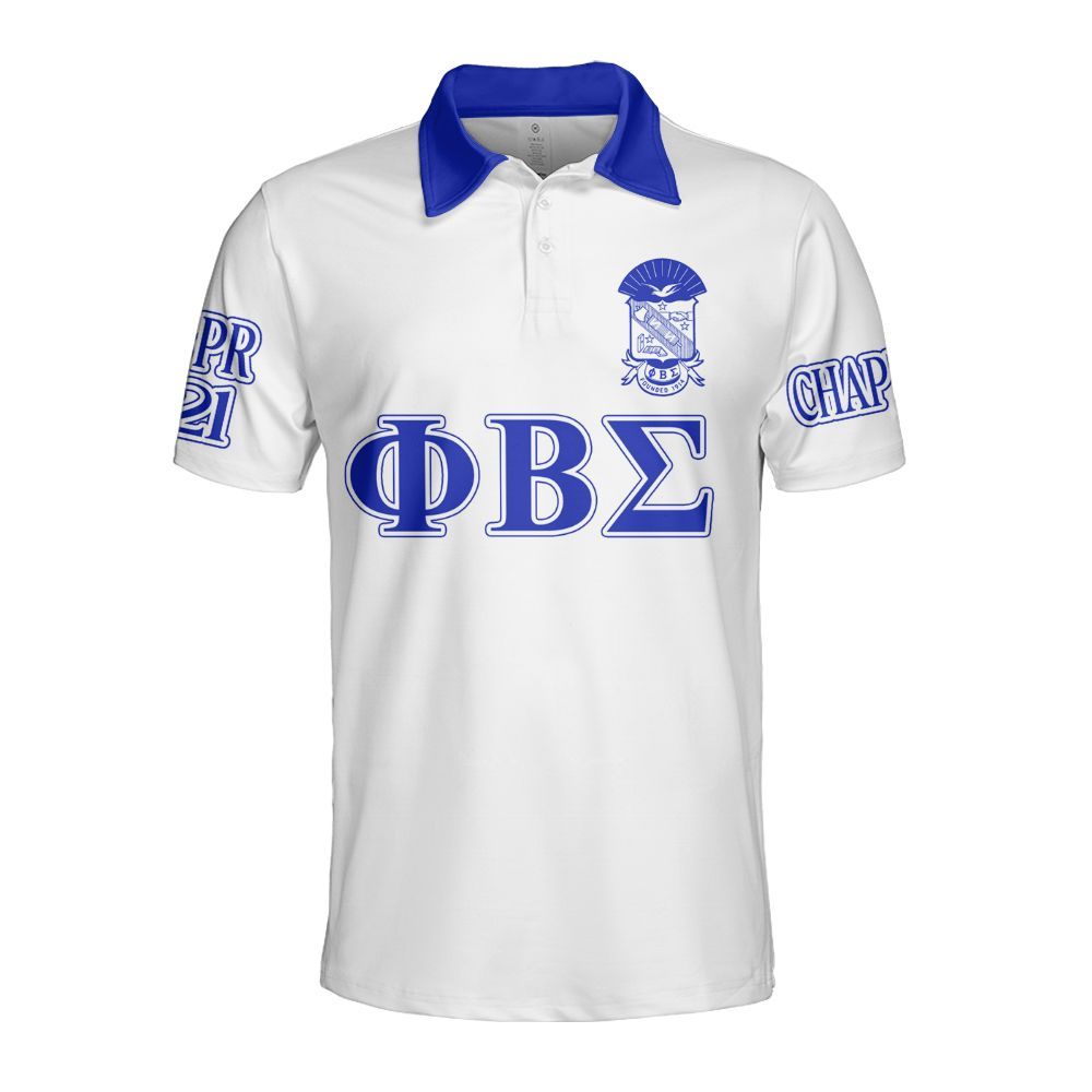 Ireishprint ΦΒΣ Custom Chapter Polo Shirt, Personalized Dove White Polo Shirt 1914 Fraternity Polo Shirt