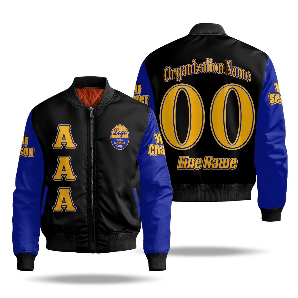 Custom Chapter Bomber Jacket, Sigma Gamma Rho Royal Blue Sleeves Sisterhood 1922 Sorority Bomber Jacket