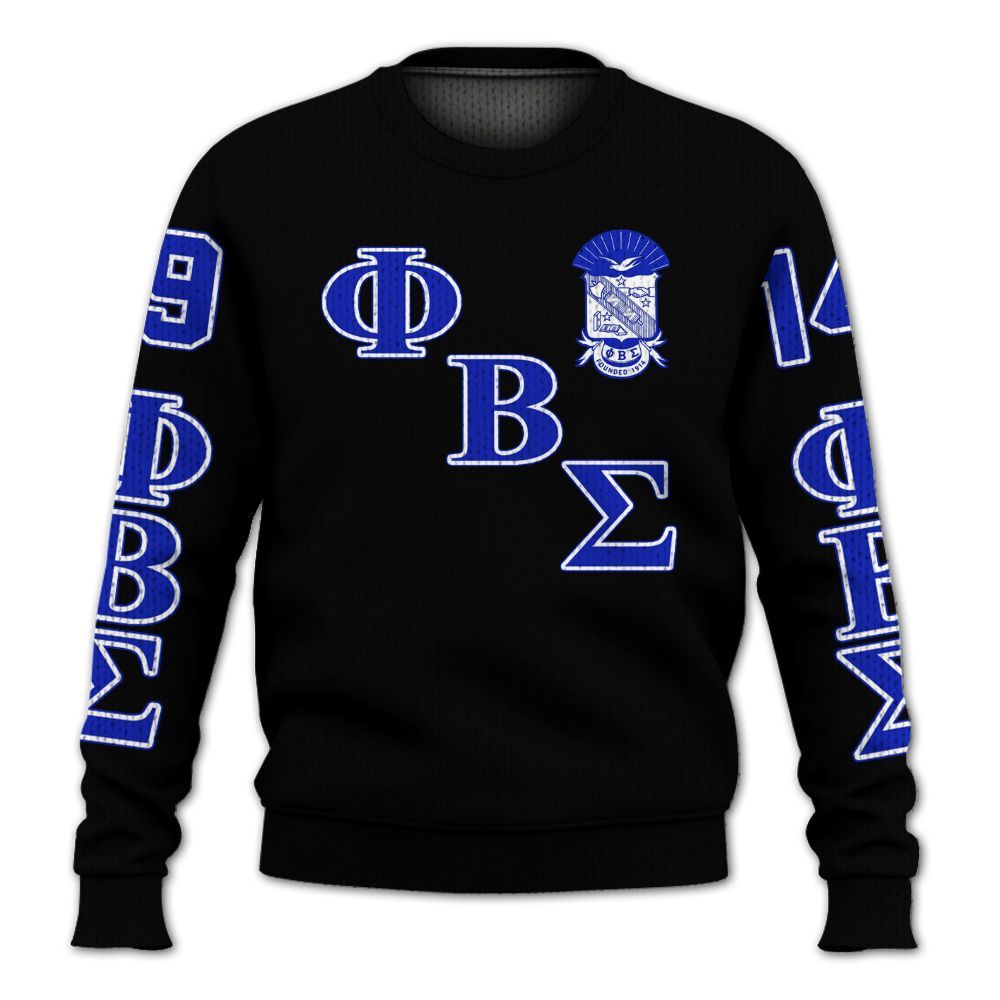 Ireishprint ΦΒΣ Shirt, Dove Black Royal Blue Shirt 1914 Fraternity Knitted Sweater