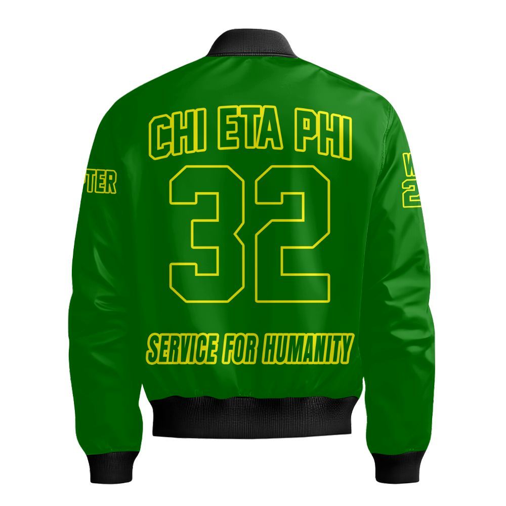 Ireishprint Chi Eta Phi Custom Chapter Shirt, Personalized Pea Green Shirt Chi Eta Phi Sorority Bomber Jacket