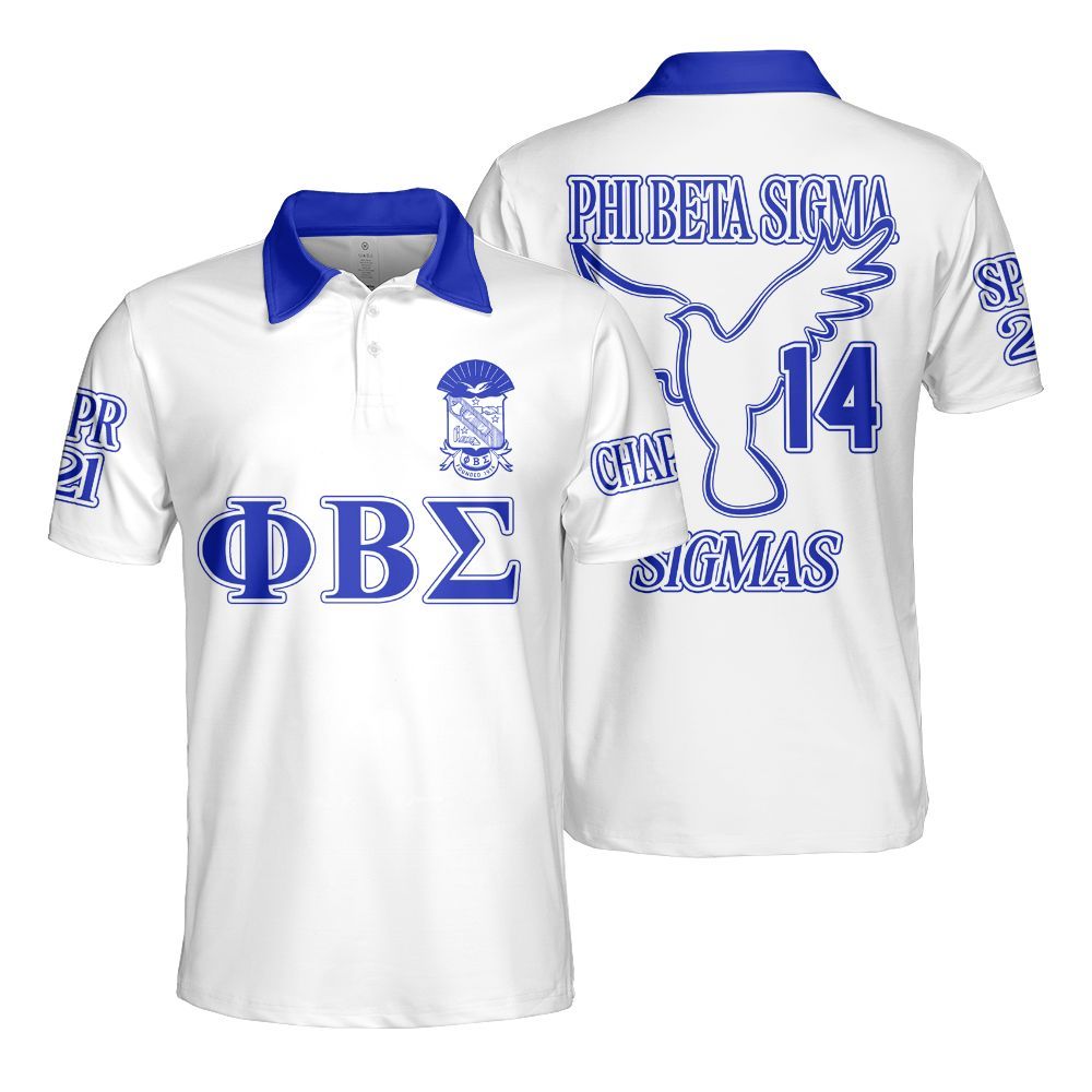 Ireishprint ΦΒΣ Custom Chapter Polo Shirt, Personalized Dove White Polo Shirt 1914 Fraternity Polo Shirt