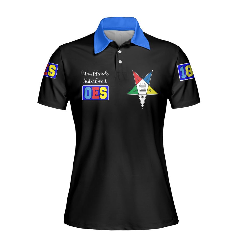Ireishprint OES Polo Shirt, Black Shield Order Of The Eastern Star OES Polo Shirt Sorority Polo Shirt