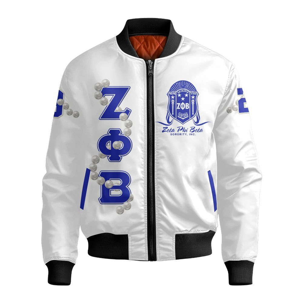 Ireishprint Zeta Phi Beta Shirt, Z Phi B Pearl Girls White 1920 Zeta Phi Beta Sorority Bomber Jacket