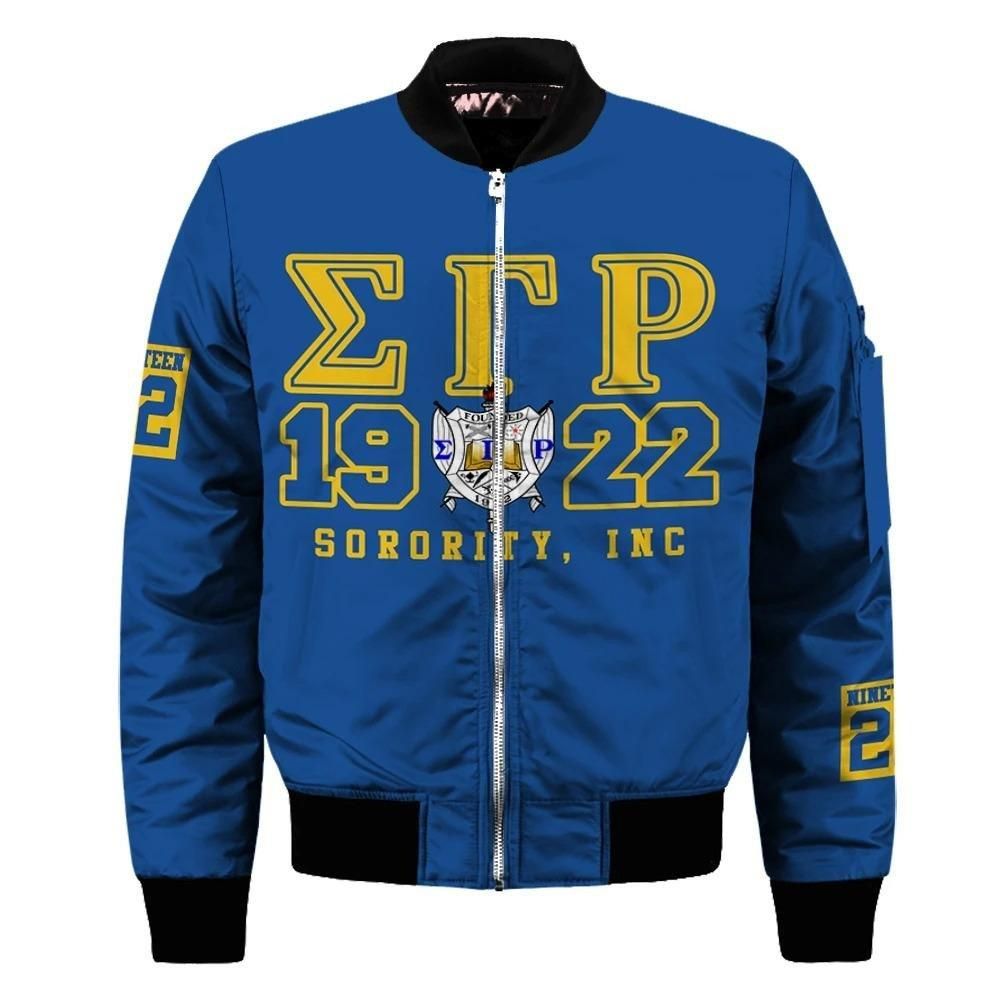 Lux Sigma Gamma Rho Mini Poodle Sleeve Zip Bomber Jacket