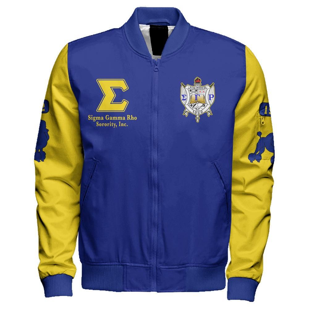 Sigma Gamma Rho Varsity Sleeve Zip Bomber Jacket T09