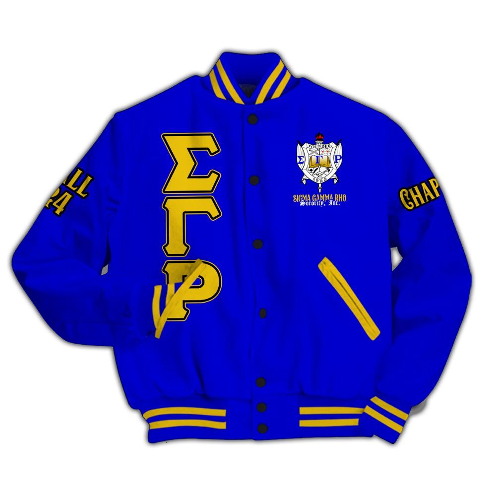 Ireishprint Sigma Gamma Rho Custom Chapter Varsity Jacket, Personalized Royal Blue Jacket Sigma Gamma Rho 1922 Sorority Jacket