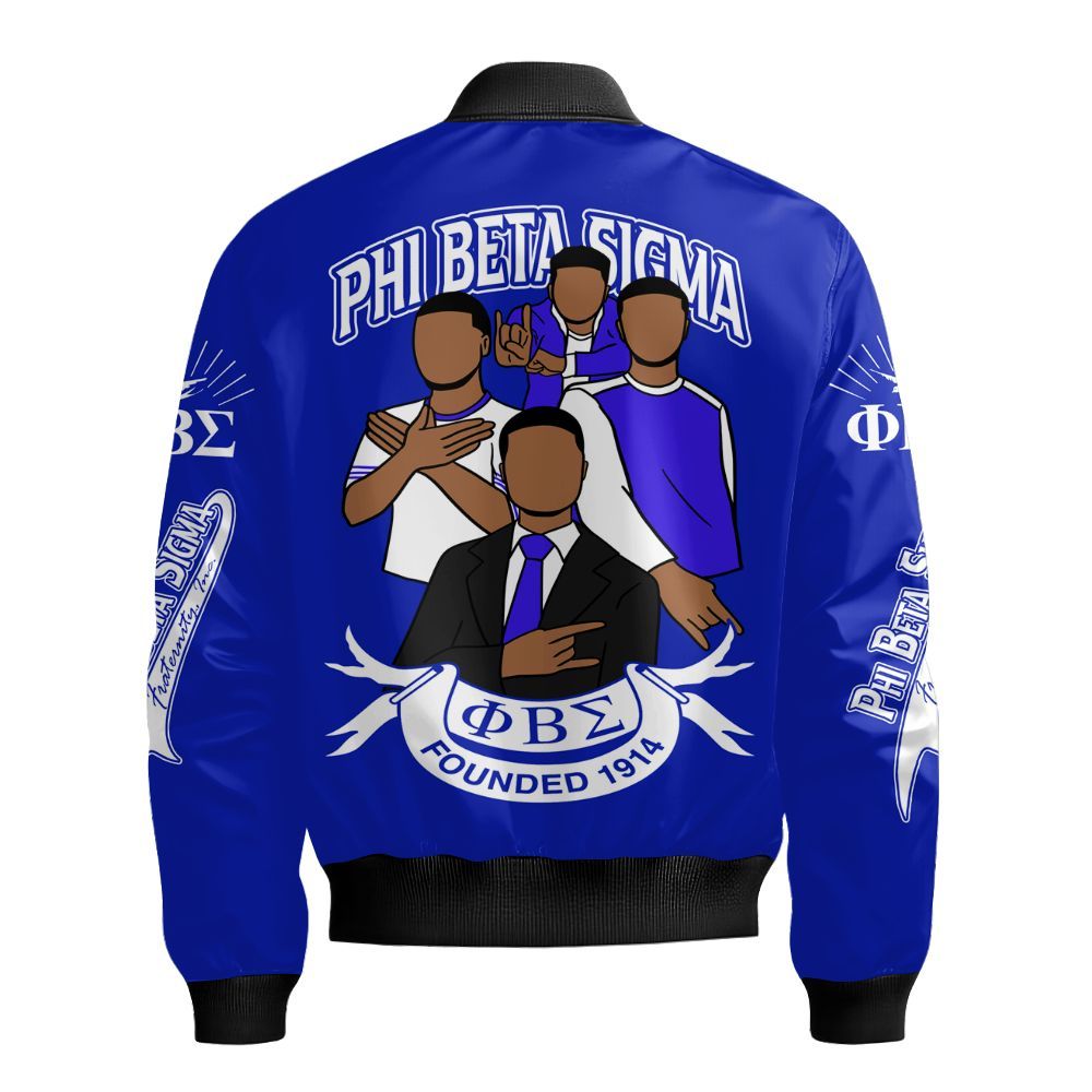 Ireishprint Phi Beta Sigma Bomber Jacket, Founded 1914 Royal Blue Bomber Jacket Phi Beta Sigma Fraternity Bomber Jacket