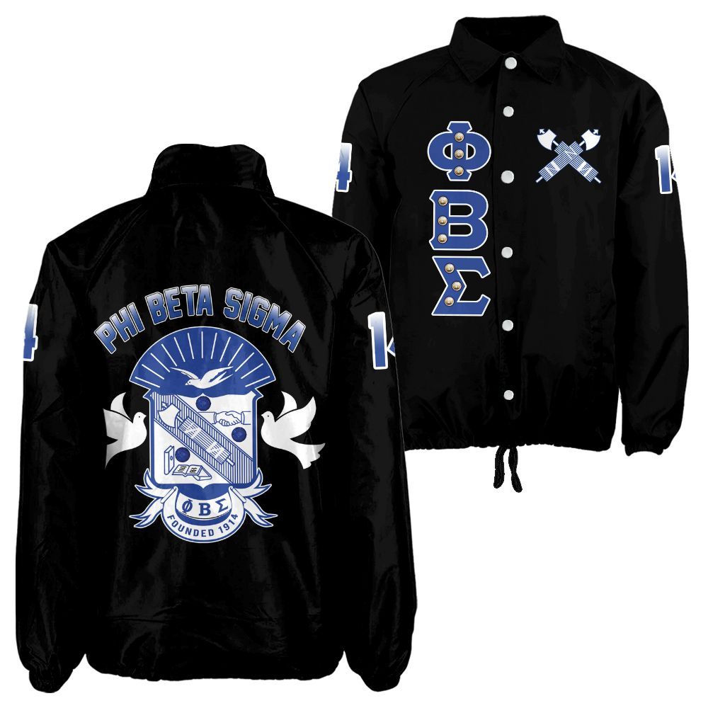 Ireishprint ΦΒΣ Crossing Jacket, Dove ΦΒΣ Black Duo Royal Blue Style 1914 Fraternity Crossing Jacket