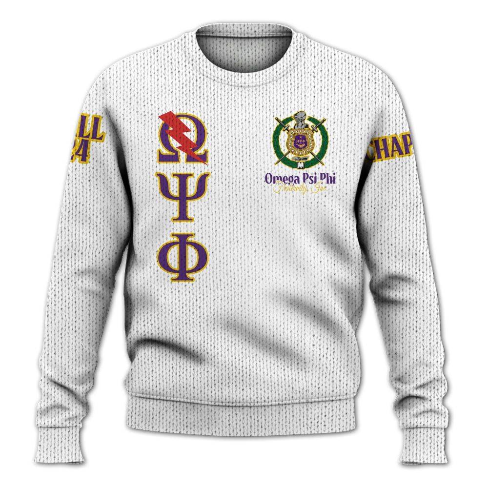 Ireishprint ΩΨΦ Custom Chapter Shirt, Personalized White Shirt ΩΨΦ 1911 Fraternity Knitted Sweater