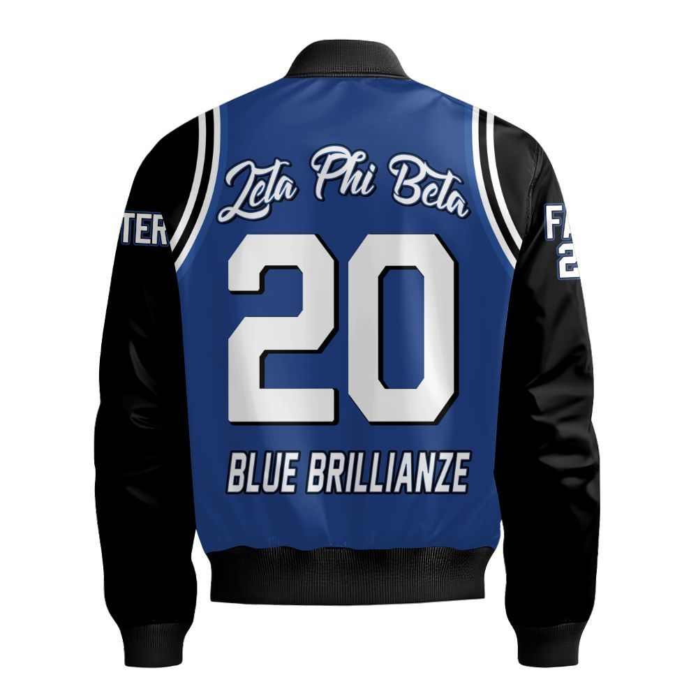 Ireishprint Zeta Phi Beta Custom Chapter Varsity Jacket, Personalized Simple Sporty Blue Z Phi B Jacket 1920 Zeta Phi Beta Sorority Bomber Jacket