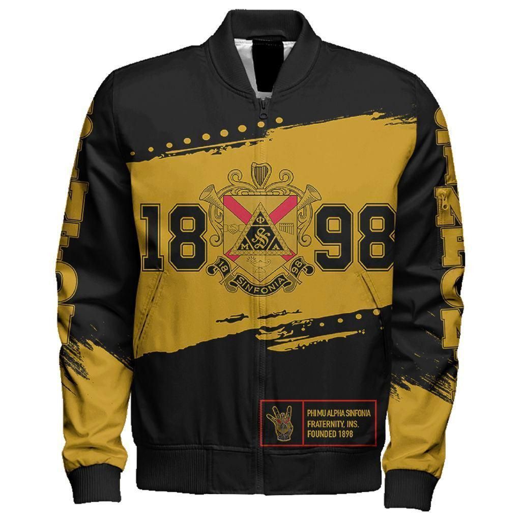 Wonder Print Shop Jacket - Phi Mu Alpha Sinfonia University Sleeve Zip Bomber Jacket