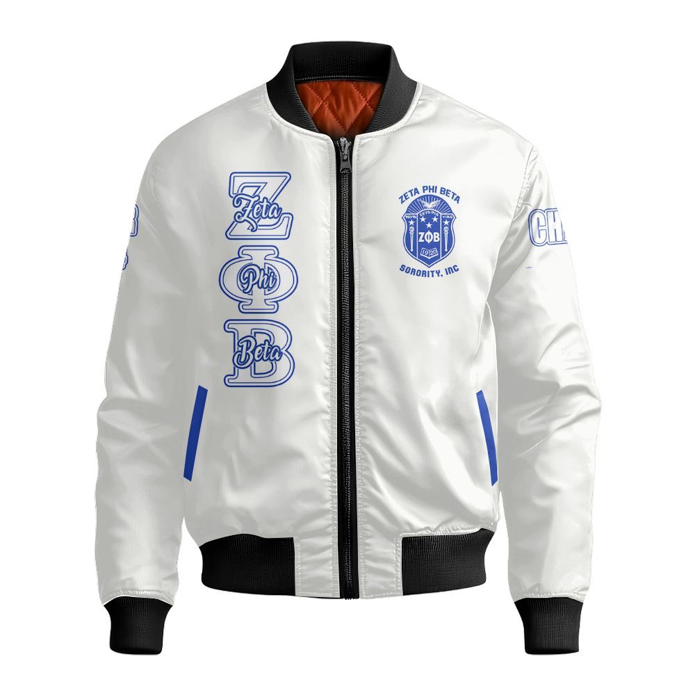 Ireishprint Zeta Phi Beta Custom Chapter Crop Shirt, Personalized Love Zeta Dove Z Phi B White 1920 Sorority Bomber Jacket