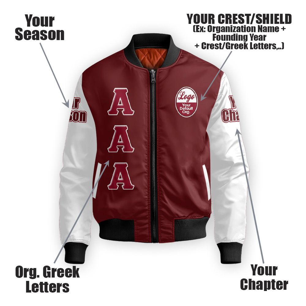 Custom Chapter Bomber Jacket, Kappa Alpha Psi Crimson White Sleeve Jacket Since 1911 Fraternity
