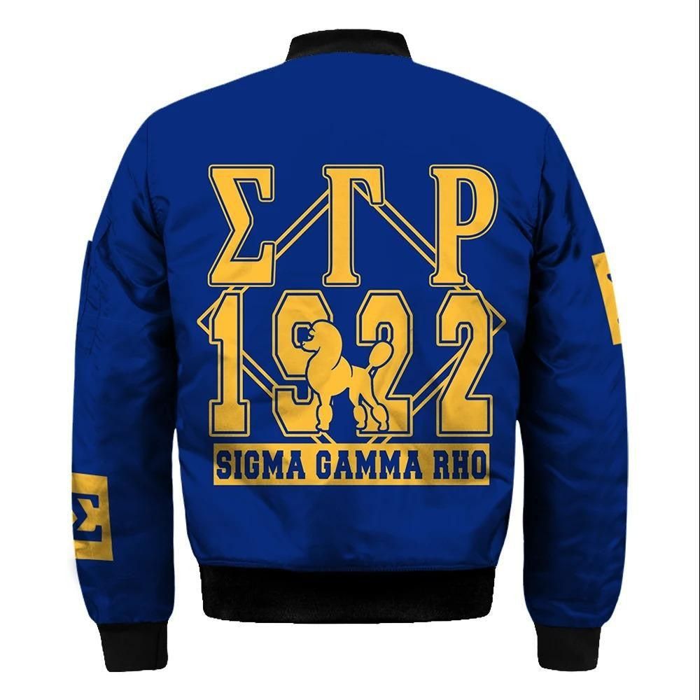 Lux Sigma Gamma Rho Diamond Poodle Sleeve Zip Bomber Jacket