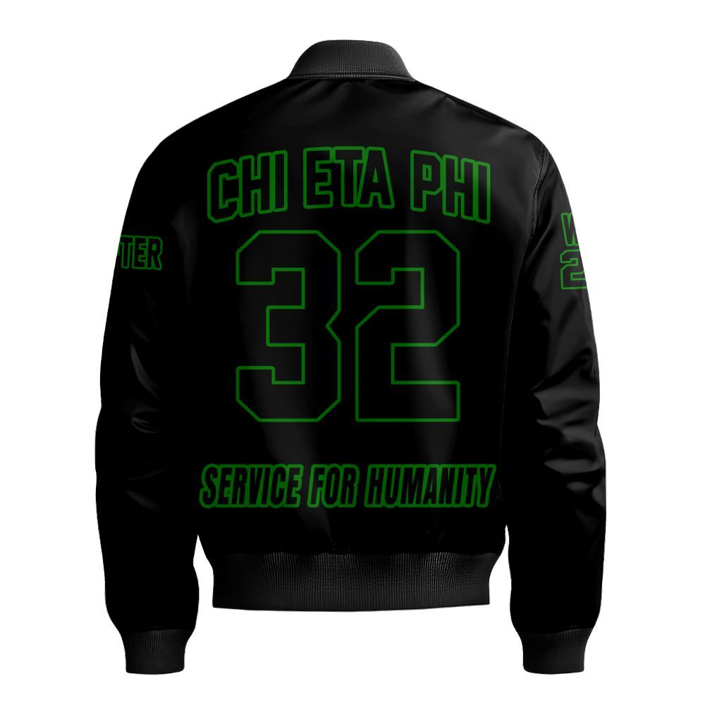 Ireishprint Chi Eta Phi Custom Chapter Shirt, Personalized Black Shirt Chi Eta Phi Sorority Bomber Jacket