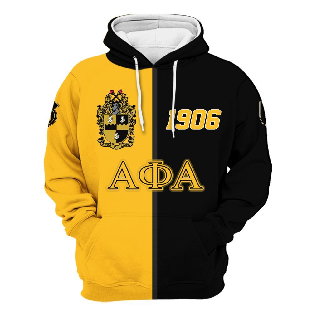 Ireishprint ΑΦΑ Shirt, Alphas Greek Letters 1906 Old Gold Mix Noir Fraternity Hoodie