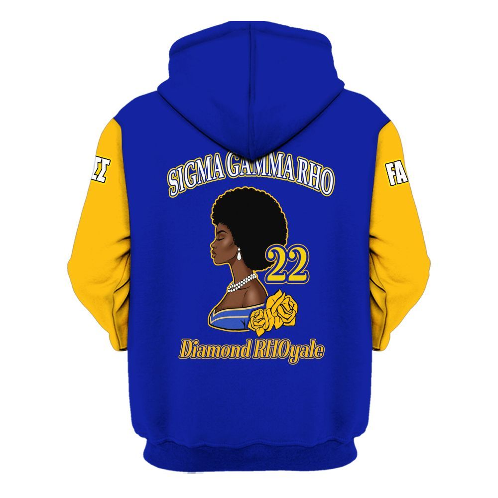 Ireishprint Sigma Gamma Rho Custom Chapter Shirt, RHoyal Pretty Blue Mix Gold Style 1922 Sorority Hoodie
