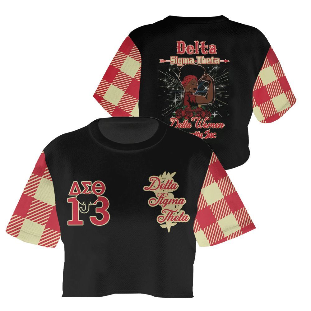 Ireishprint Delta Sigma Theta Crop Shirt, Pattern Retro Delta Sigma Theta Sisterhood Sorority Crop Top